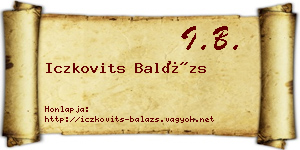 Iczkovits Balázs névjegykártya